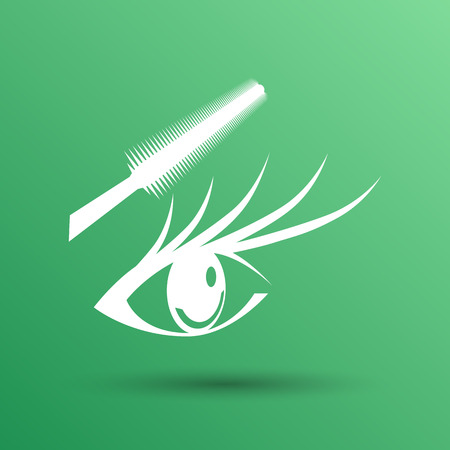 Woman eye with beautiful makeup and long eyelashes Mascara Brush. High quality image.のイラスト素材