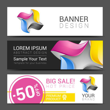 creative banner set with lines  blank.のイラスト素材