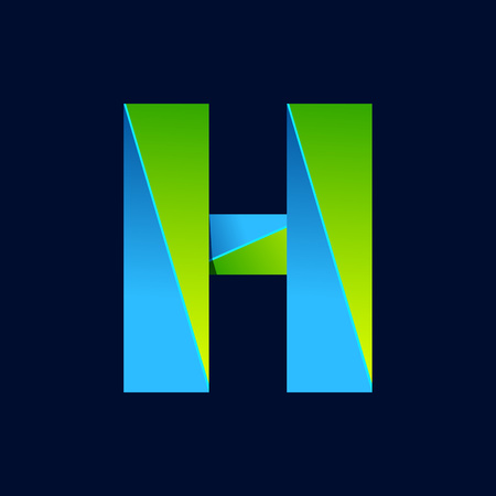 H letter line colorful  . Abstract trendy green and blue vector design template elements for your application or corporate identity.のイラスト素材