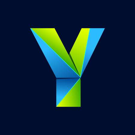 Y letter line colorful  . Abstract trendy green and blue vector design template elements for your application or corporate identity.のイラスト素材