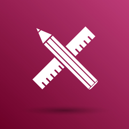 Pencil and ruler icon button  symbol concept.のイラスト素材