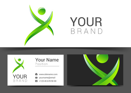 social network card  design green and blue abstract template setのイラスト素材