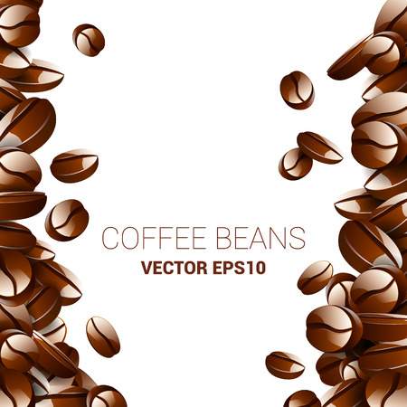 Vector coffee beans background collection with white area for copy space.のイラスト素材