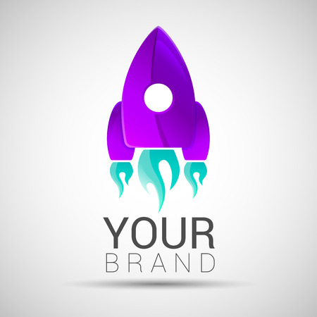 Abstract rocket. Startup design template. Editable for your business company. Symbols shapes innovative and creative inspiration purple turquoise color.のイラスト素材
