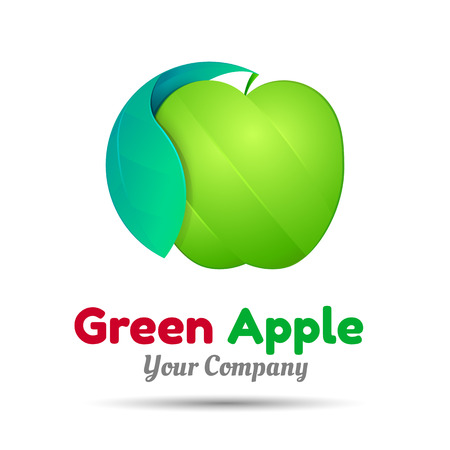 Green apple. Vector logo design illustration. Template for your business company. Creative abstract colorful concept.のイラスト素材