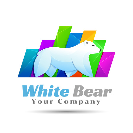 White Bear, polar Vector design illustration. Template for your business company. Creative abstract colorful concept.のイラスト素材