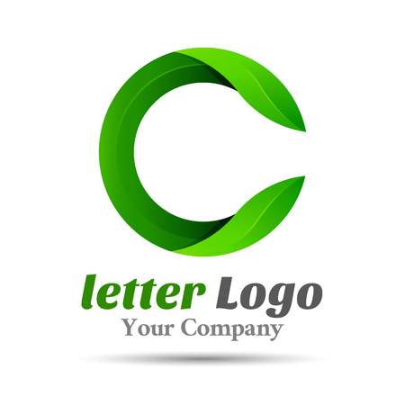 Letter C eco leaves icon Volume Colorful 3d Vector Design Corporate identityのイラスト素材