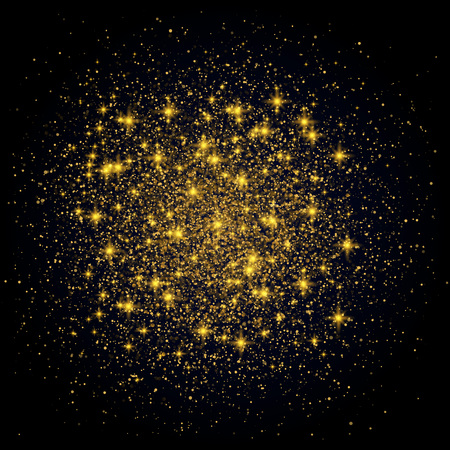 Sparkling background. Gold Explosion on Black Background Vector festive illustration. Gold shiny particles shape. Shining Motion Luxury Design. Holiday, Card.のイラスト素材