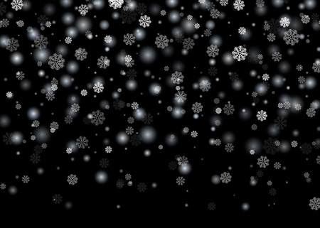 Falling snow. Christmas, new year card template with black abstractのイラスト素材
