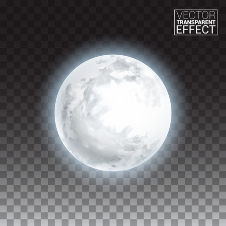 Realistic detailed full big moon isolated on transparent background. Creative Vector illustration.のイラスト素材