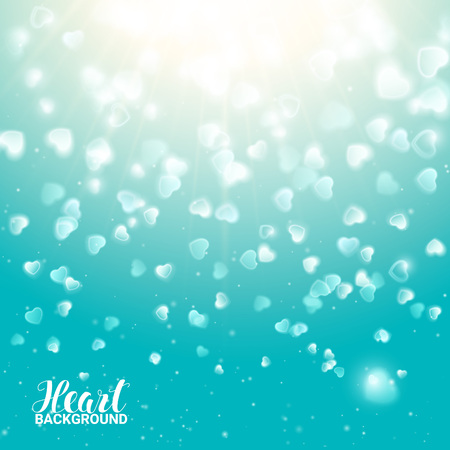 Valentines Day Blur and Glow White Falling Hearts.のイラスト素材