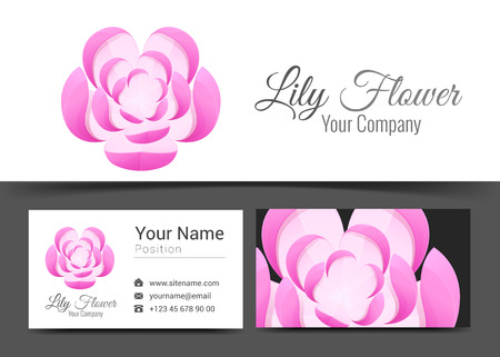 Pink Lily Flower Beautiful Beauty Corporate Logo and Business Card Sign Template.のイラスト素材