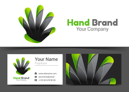 Hand Corporate and business card sign template. Creative design with colorful visual identity composition made of multicolored element.のイラスト素材