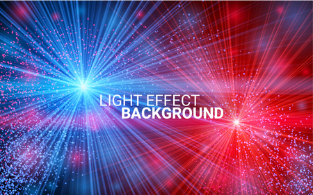 Explosion concept. Collision of two forces with red and blue light. Effect Realistic Design Elements. Vector Illustration Modern Background.のイラスト素材