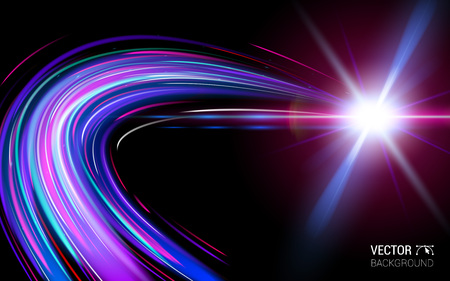 meteor and comet. Fall star in space fantasy science in cosmos asteroid color in galaxy. TTemplate Cover Flyers Print Web Banner. Effect Realistic Elements. Vector Illustration Background.のイラスト素材