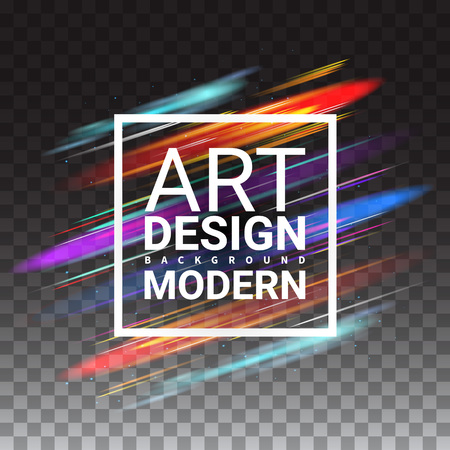 Modern Art Graphics. Dynamic Stylish Light. Invitations Gift Card brochures TTemplate Cover Print Web Banner Frame for Text. Effect Realistic Elements. Vector Illustration Transparent Background.のイラスト素材