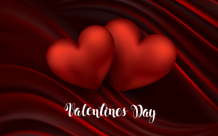 Heart on Red Silk with Light Valentine s Day Vector Abstract with Shining of Particles Design Greeting Card. Vector illustration Background for Flyer Poster Sign Banner Web Header Invitation.のイラスト素材