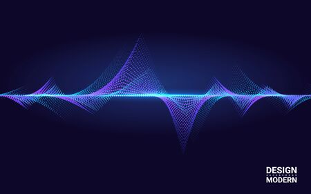Abstract Colorful Wave Element for Music Design with Equalizer. The dynamic line on a dark background. Big data. Concept Sound. Technology Science.のイラスト素材