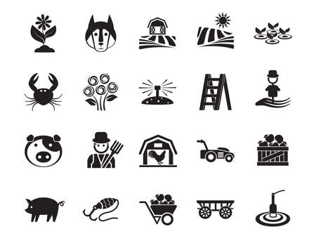 Agriculture linear icons set. Farming. Agricultural symbols. Isolated vector outline illustrationsのイラスト素材