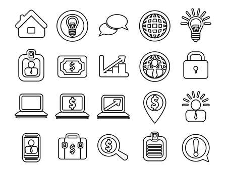 Outline vector icons for web and mobile. Thin strokeのイラスト素材