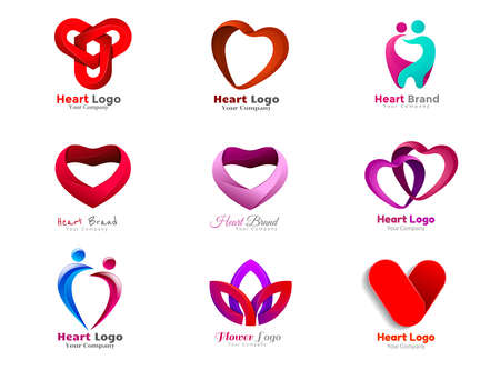 Red heart collection icon love symbol isolated on white vector.のイラスト素材