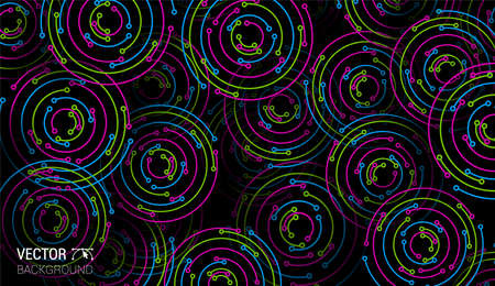 Colorful neon green blue pink circles texture background vector.のイラスト素材