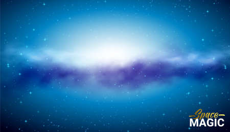 Outer space and Milky Way. Abstract background with night sky and stars. Vector Illustrationのイラスト素材