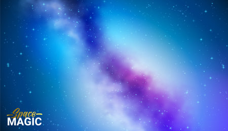 Abstract background with night sky and stars. Outer space and Milky Way. Vector Illustration.のイラスト素材
