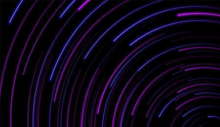 Meteor rain. Neon Light Particles, Shooting Stars, Meteorites Flying at High Speed in a circle on...