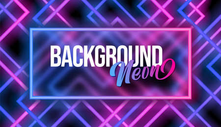Abstract Background neon intertwined lines. Frame With gradations of bright blue and pinkのイラスト素材