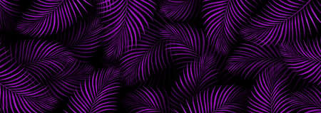 Tropical Neon Purple Palm Leaves Pattern. Jungle Background. Summer Exotic Tropic Plants. Design...