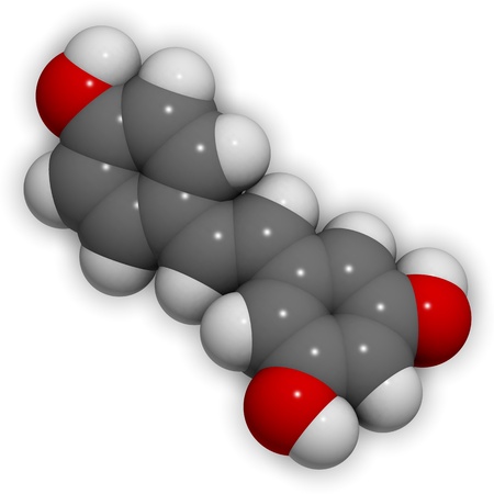 3D molecular structure of resveratrolの写真素材