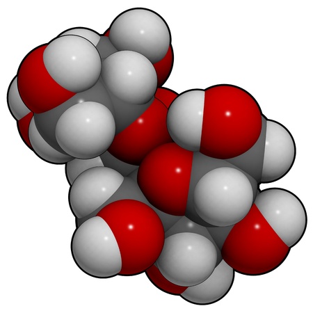 3D molecular structure of the sweet molecule sugar (sucrose, saccharose)の写真素材