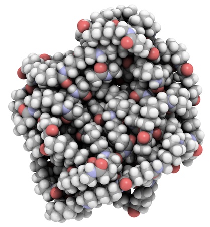 Molecular structure of a particle,of nylon 6,6 (polyamide), a common type of plastic.の写真素材