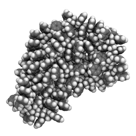 Molecular structure of a particle of polystyrene  Polystyrene is a common plastic that is used for the manufacture of CD cases and foam drink cups, and many other articles の写真素材