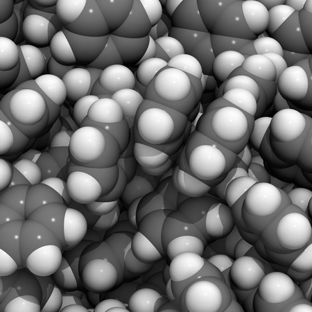 Molecular structure of a particle of polystyrene  Polystyrene is a common plastic that is used for the manufacture of CD cases and foam drink cups, and many other articles の写真素材