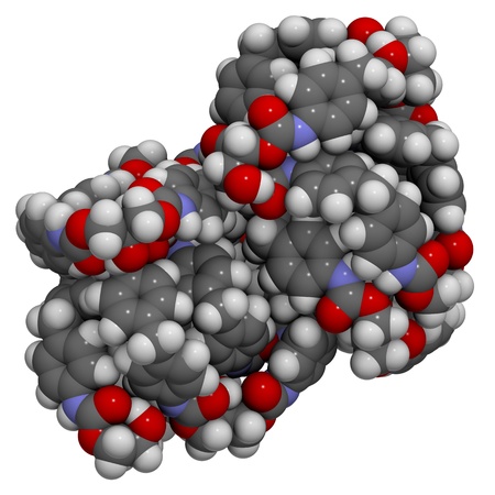 Molecular structure of a particle of polyurethane, a plastic commonly used in the manufacture of insulation materials and foams の写真素材