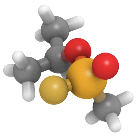 A molecule of Sarin, an infamous nerve gas and weapon of mass destruction.の写真素材