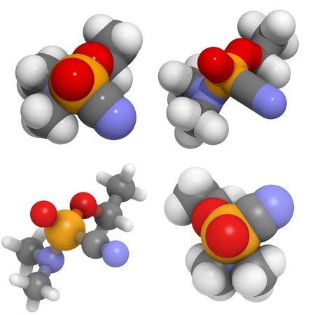 molecule of tabun (GA) a nerve agent and weapon of mass destruction.の写真素材