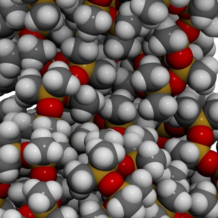 3D structure of a molecule of polydimethylsiloxane, a type of silicone.の写真素材