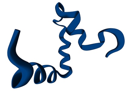 Chemical structure of a dermcidin-1L molecule. Dermcidin is a protein found in human sweat and has antibacterial and antifungal properties.の写真素材