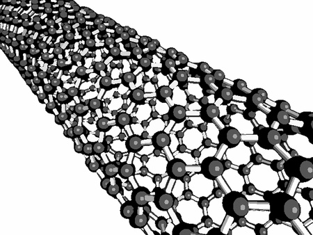 Carbon nanotube (CNT), molecular model. Ball-and-stick model.
のイラスト素材