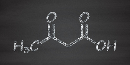 Ketone body (acetoacetic acid, diacetic acid) molecule. Chalk on blackboard style illustration.