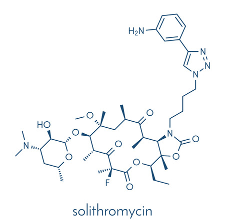 Solithromycin antibiotic drug molecule. Skeletal formula.のイラスト素材