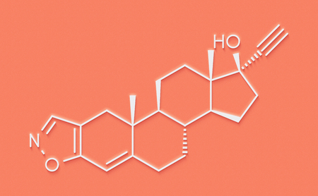 Danazol endometriosis drug molecule. Skeletal formula.の写真素材
