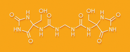 Imidazolidinyl urea antimicrobial preservative molecule (formaldehyde releaser). Skeletal formula.の写真素材