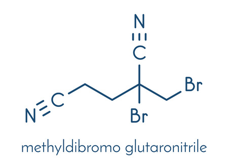 Methyldibromo glutaronitrile preservative molecule.のイラスト素材