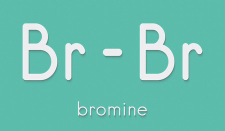 Elemental bromine (Br2) molecule. Skeletal formula.の写真素材