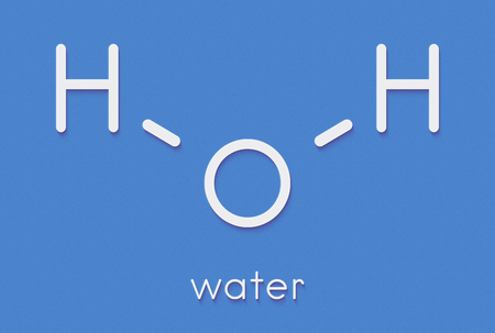 Water (H2O) molecule. Skeletal formula.の写真素材