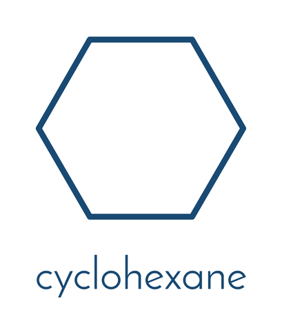 Cyclohexane chemical solvent molecule. Skeletal formula.のイラスト素材
